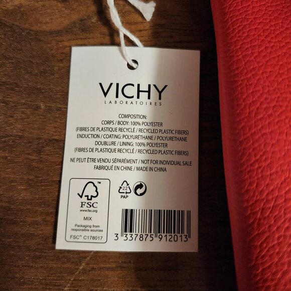 RED VICHY Cosmetic Travel Bag BNWT Full Zip - Picture 4 of 6
